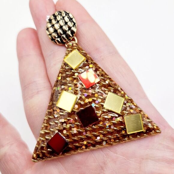 Brand New Forever 21 Triangle Brown Earrings - Picture 2 of 8